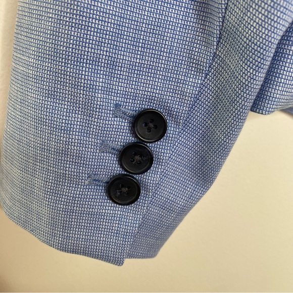 NWOT Banana Republic Classic Fit Chambray Blue Micro Plaid Blazer Sz 2 - Picture 12 of 16